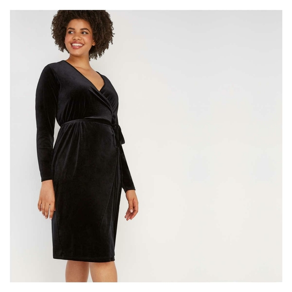Plus size wrap velvet dress 1X - Picture 3 of 4